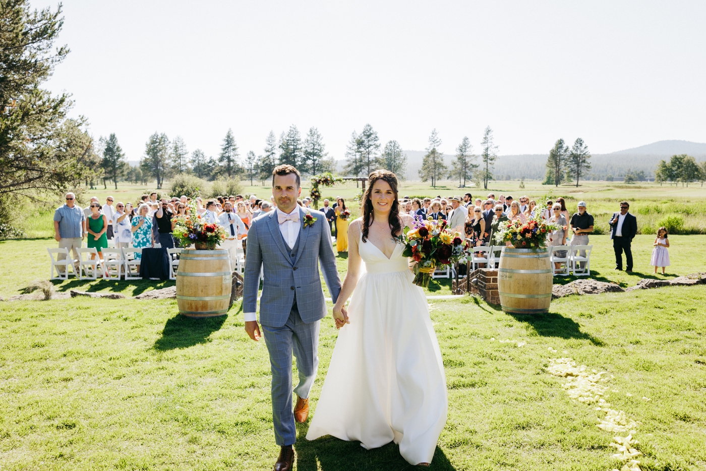 Wedding planning timeline examples, featuring a wedding at Sunriver Resort in Oregon